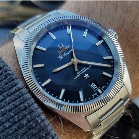 blue omega|omega blue and white watch.